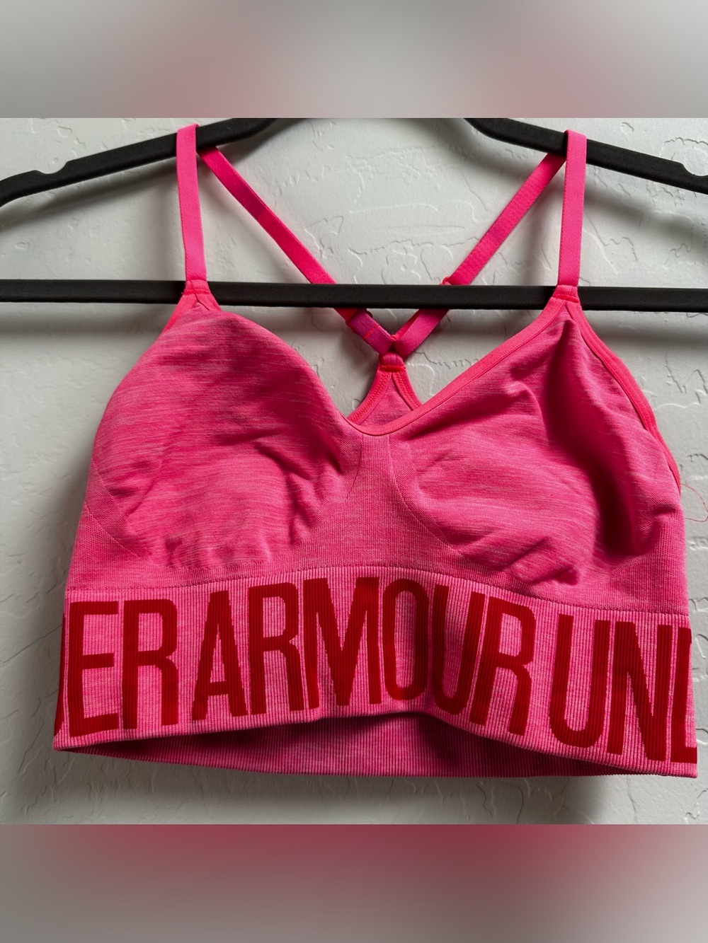 Under Armour Women's Hot Pink Strappy Seamless Sports Bra
